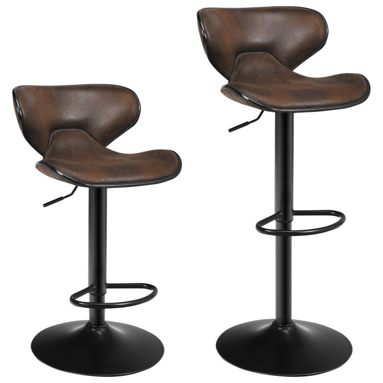 Set of 2 Adjustable Bar Stools Swivel Bar Chairs Pub Kitchen