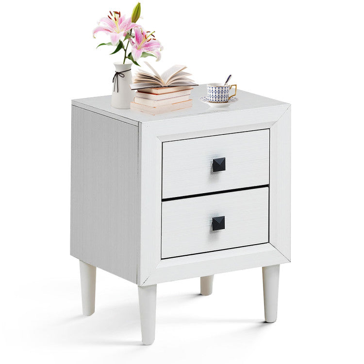 Multipurpose Retro Bedside Nightstand with 2 Drawers