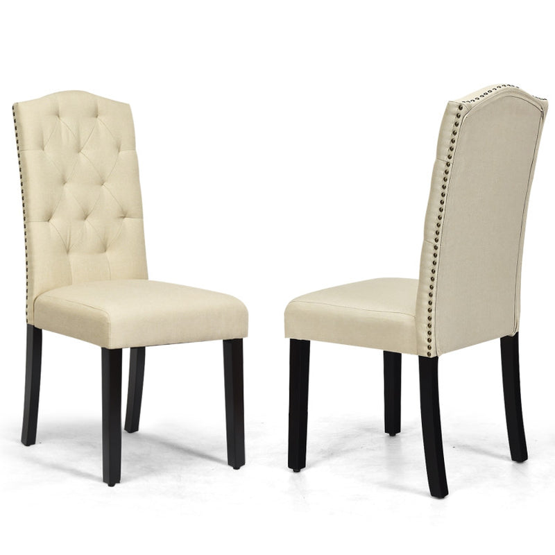 Set of 2 Modern Armless Tufted Kitchen Dining Chairs with Padded Seat