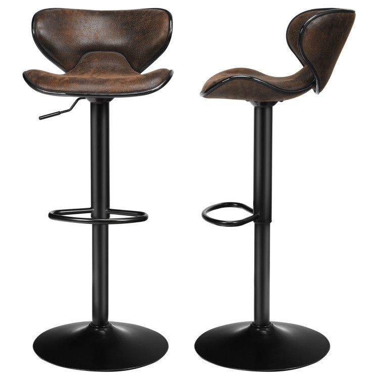 Set of 2 Adjustable Bar Stools Swivel Bar Chairs Pub Kitchen