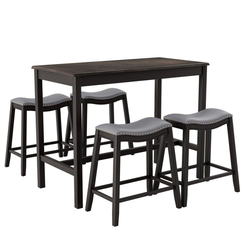 5-Piece Dining Set with 4 Upholstered Stools