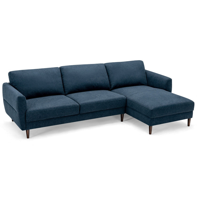 L-Shaped Fabric Sectional Sofa with Chaise Lounge and Solid Wood Legs