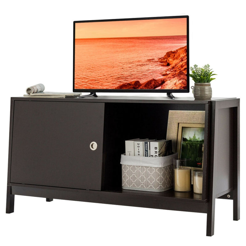 Wooden TV Stand with Sliding Doors for Tvs up to 50 Inch