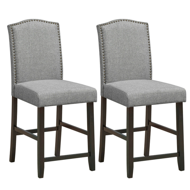 Upholstered Counter Height Bar Stools with S-Shaped Spring Thick Cushion