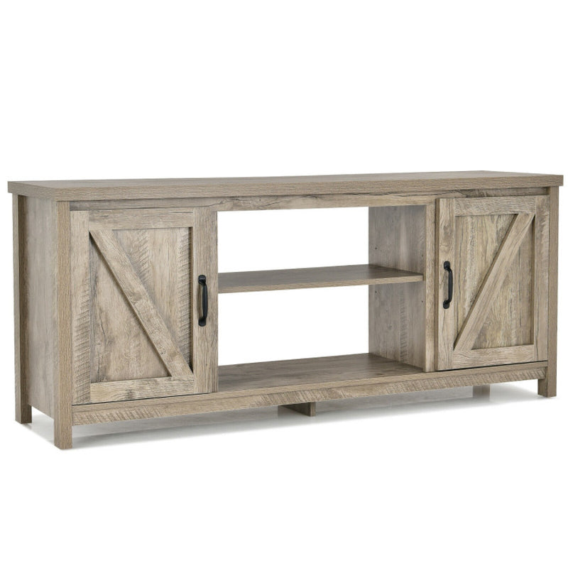 59 Inch Barn Door TV Console Table with Storage Cabinet for Tvs up to 65 Inch