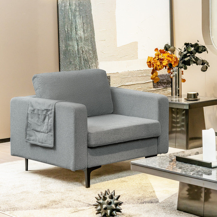 Modern Accent Armchair with Side Storage Pocket