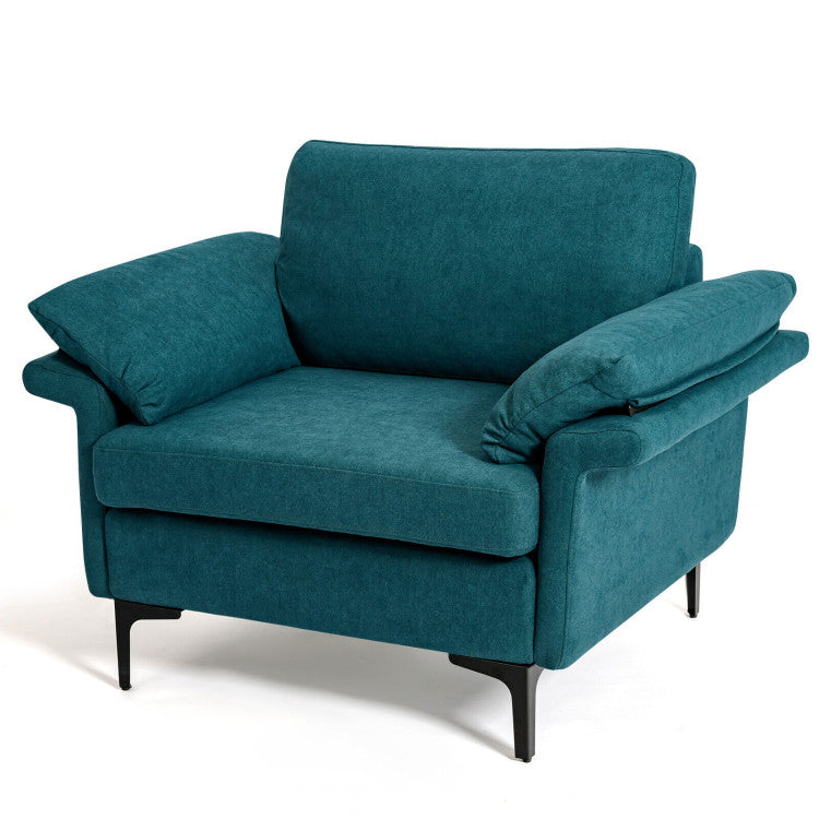 Modern Fabric Accent Armchair with Original Distributed Spring and Armrest Cushions