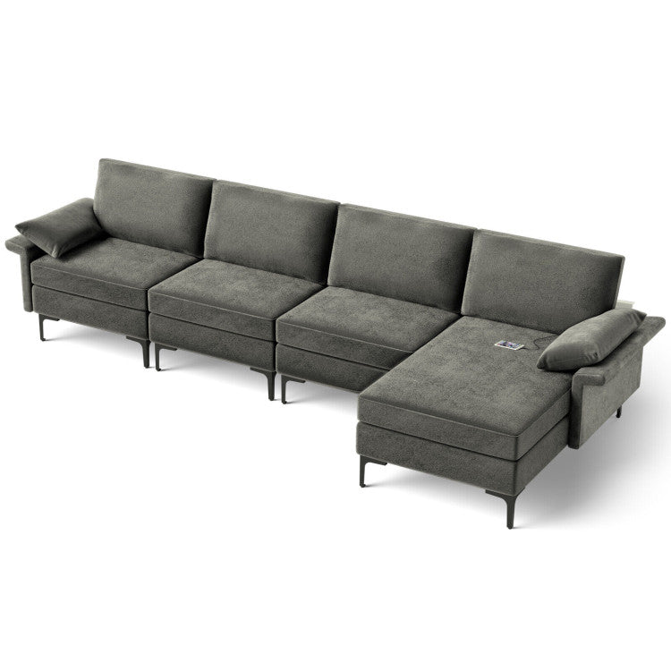 Extra Large L-Shaped Sectional Sofa with Reversible Chaise