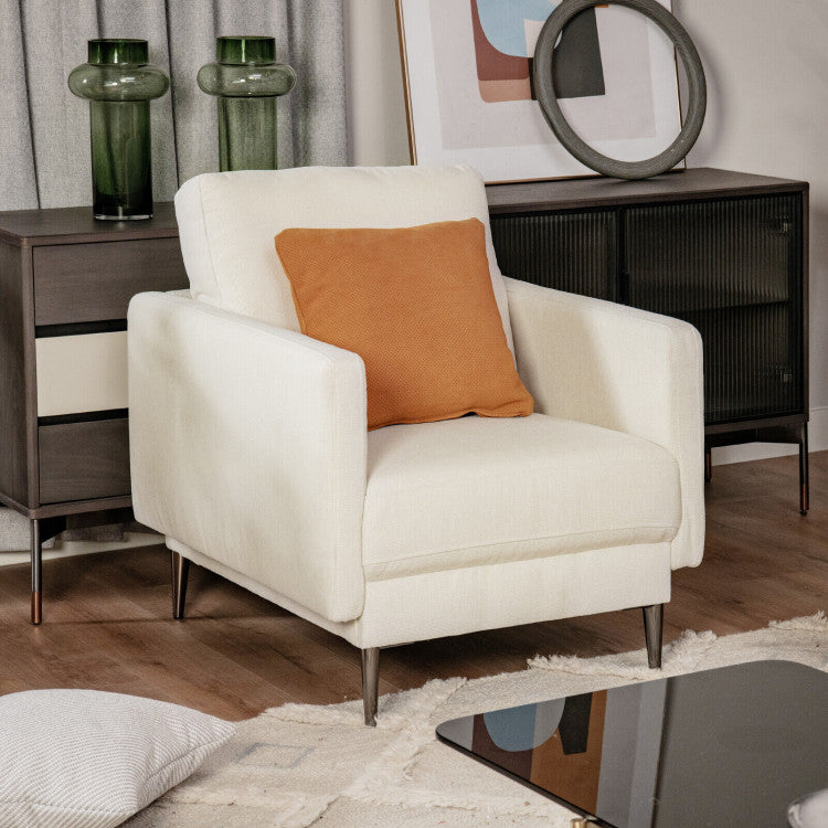 Modern Upholstered Accent Chair with Removable Backrest Cushion