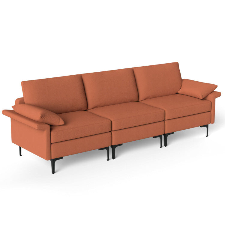 Large 3-Seat Sofa Sectional with Metal Legs for 3-4 People