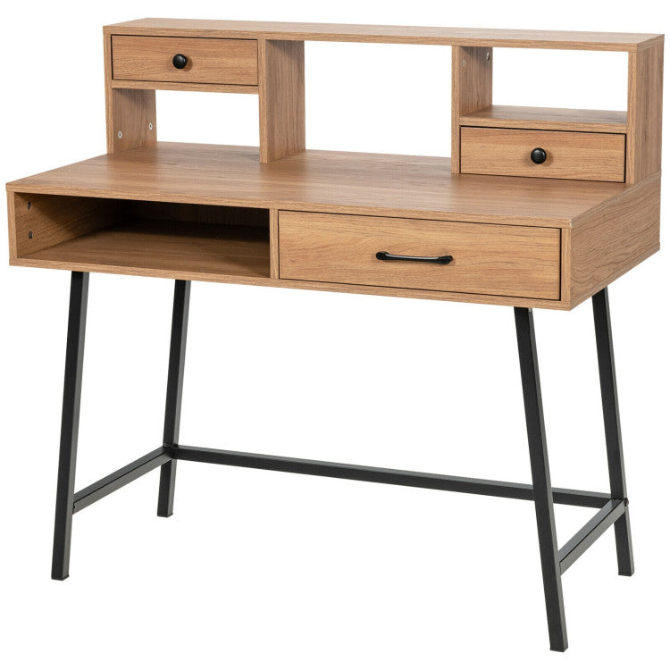 42-Inch Vanity Desk with Tabletop Shelf and 2 Drawers