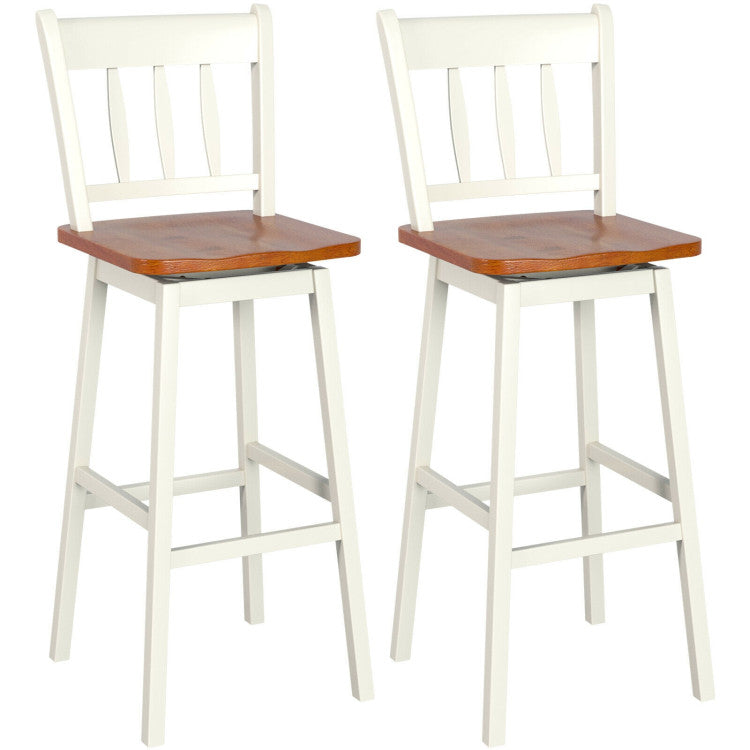 30.5 Inches Set of 2 Swivel Bar Stools with 360° Swiveling