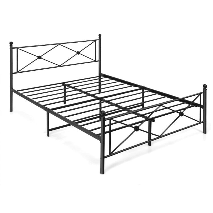 Full/Queen Size Metal Bed Frame Platform with Headboard