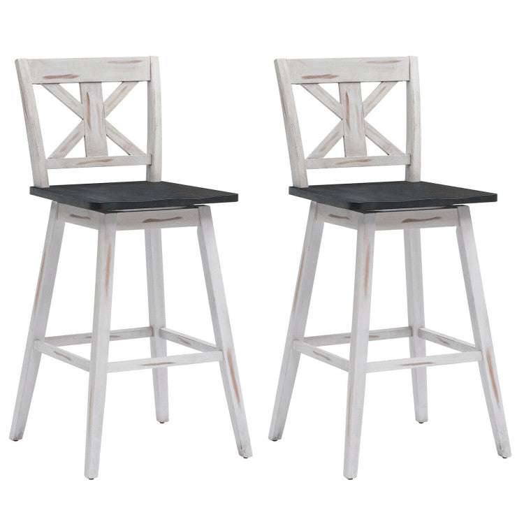 Set of 2 360-Degree Swivel Bar Stools for Home Restaurant