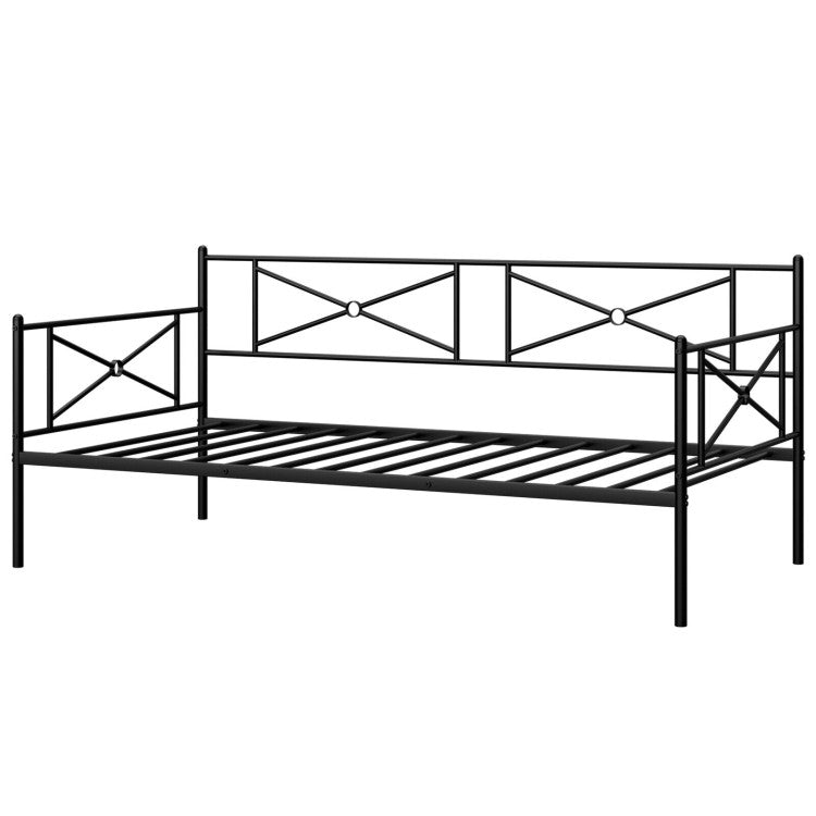 Metal Daybed Twin Bed Frame Stable Steel Slats Sofa Bed