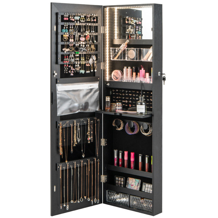 Wall Mounted Jewelry Cabinet with Full-Length Mirror