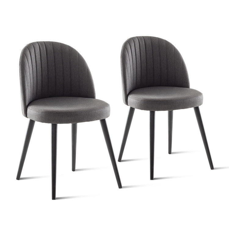 Set of 2 Modern Mid-Back Armless Dining Chairs with Wood Legs