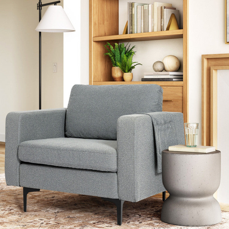 Modern Accent Armchair with Side Storage Pocket