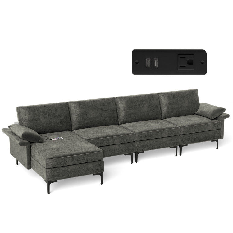 Extra Large L-Shaped Sectional Sofa with Reversible Chaise