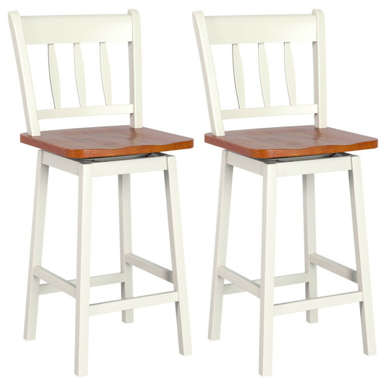 24.5 Inches Set of 2 Swivel Bar Stools with 360° Swiveling