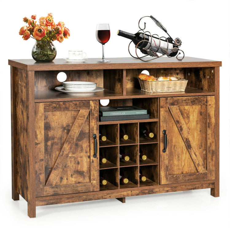 Farmhouse Sideboard with Detachable Wine Rack and Cabinets