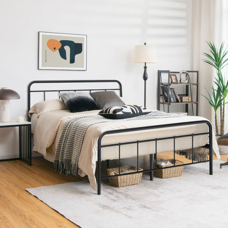 Heavy Duty Metal Platform Bed Frame with Headboard