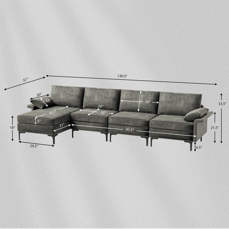 Extra Large L-Shaped Sectional Sofa with Reversible Chaise