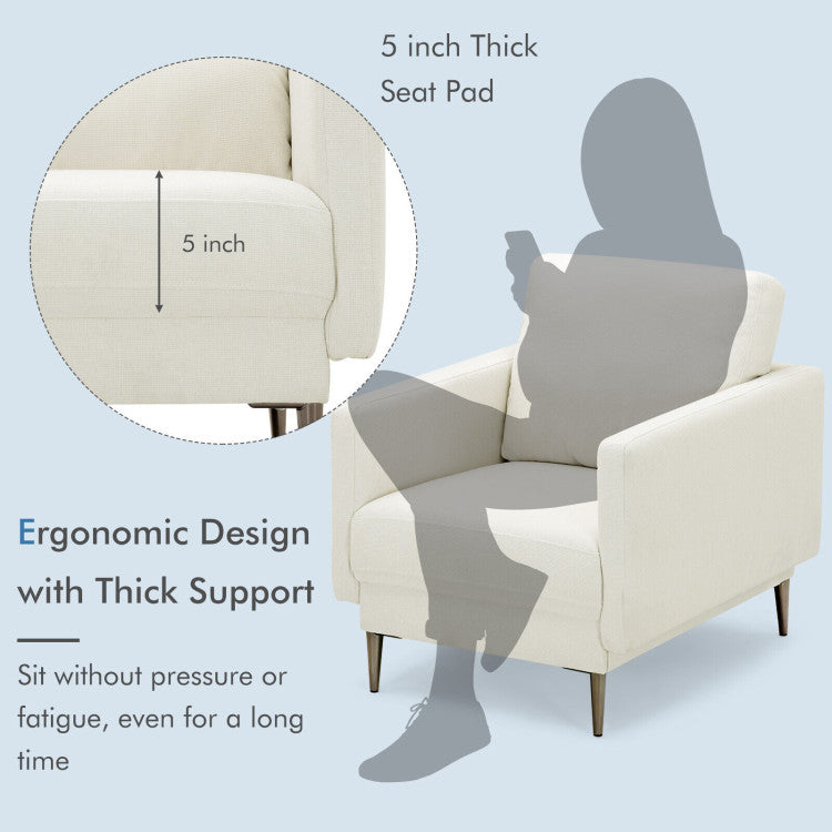 Modern Upholstered Accent Chair with Removable Backrest Cushion