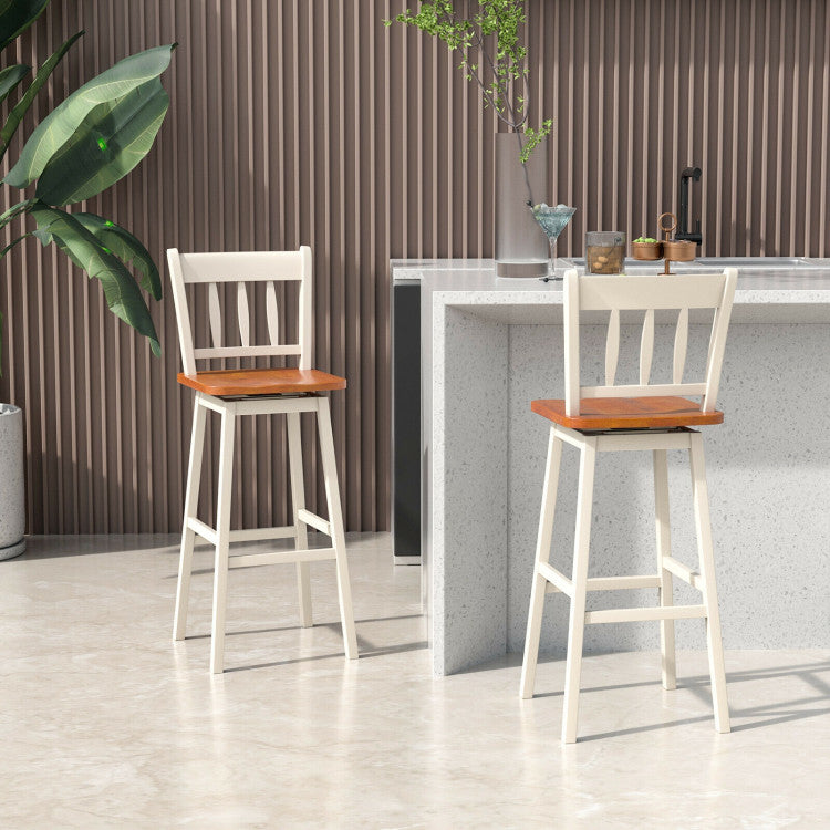 30.5 Inches Set of 2 Swivel Bar Stools with 360° Swiveling