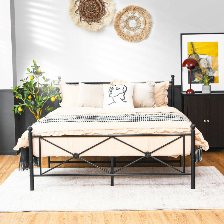 Full/Queen Size Metal Bed Frame Platform with Headboard