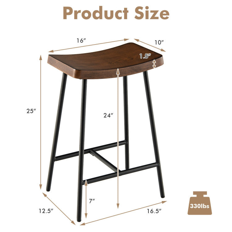 Industrial Saddle Seat Stool with Metal Legs and Adjustable Foot Pads