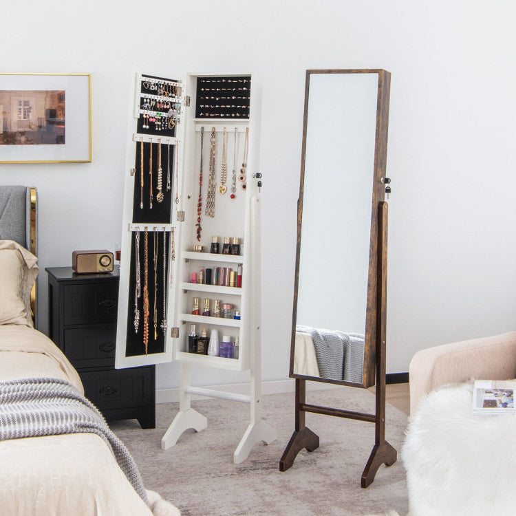 Standing Jewelry Cabinet with Full-Length Mirror