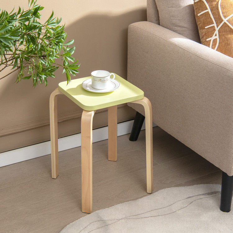 Stackable Bentwood Stools Set of 4 with Square Top