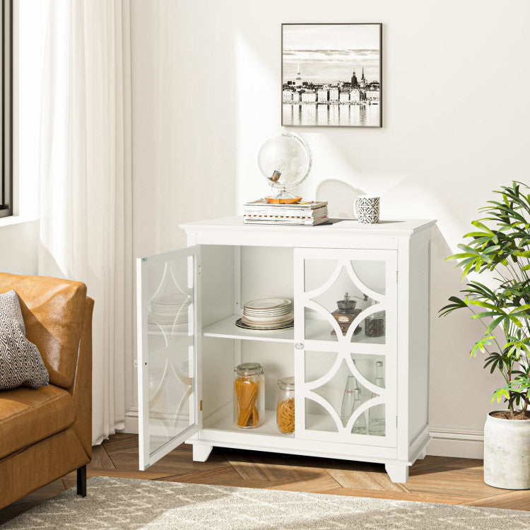 Kitchen Buffet Sideboard with Glass Doors and Adjustable Shelf