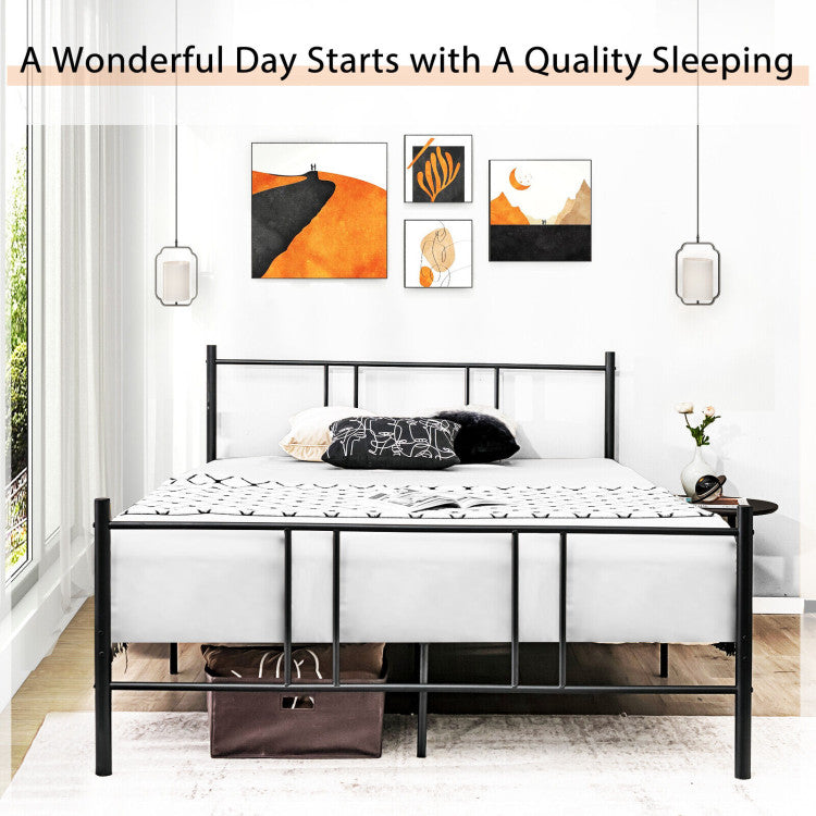 Full/Queen Size Platform Bed Frame with High Headboard