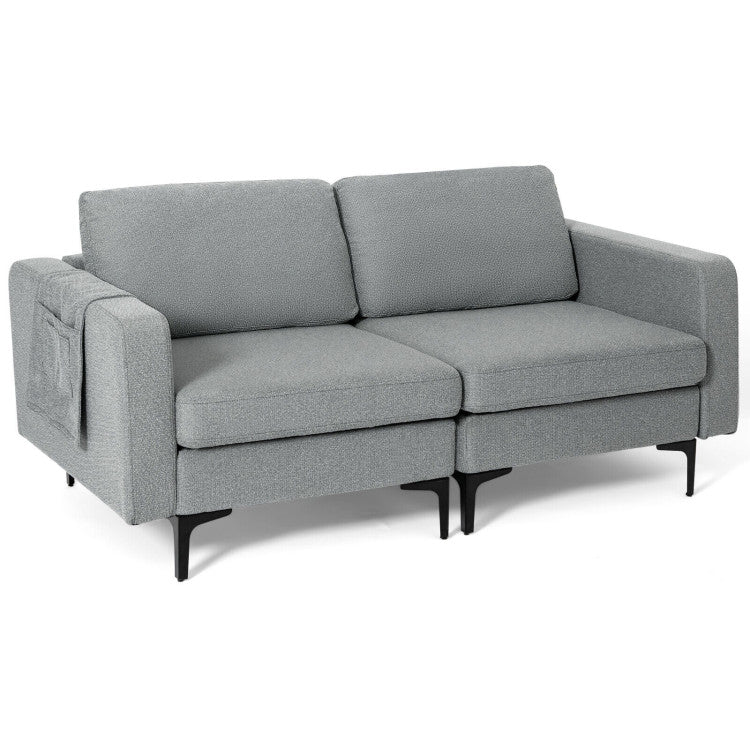 Modern Loveseat Sofa Couch with Side Storage Pocket