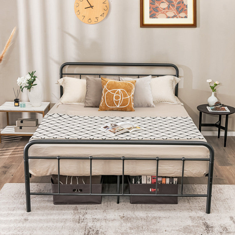 Heavy Duty Metal Platform Bed Frame with Headboard