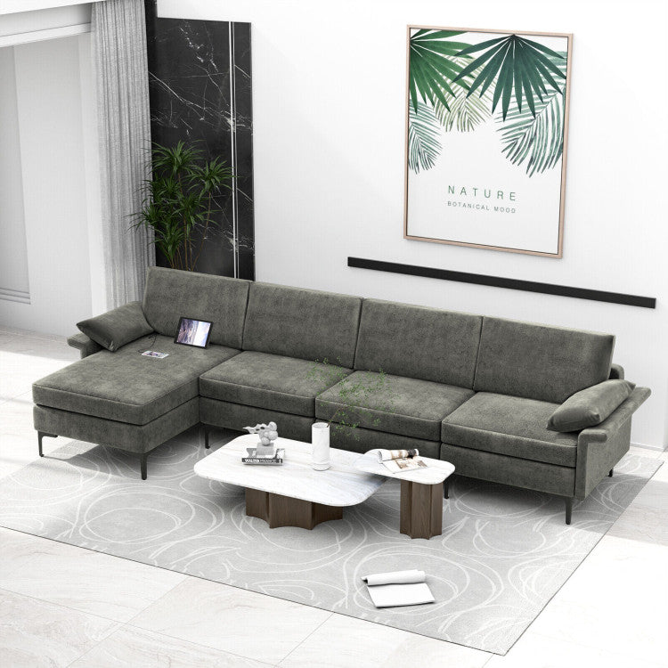 Extra Large L-Shaped Sectional Sofa with Reversible Chaise