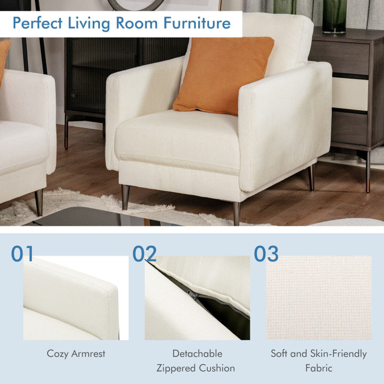 Modern Upholstered Accent Chair with Removable Backrest Cushion