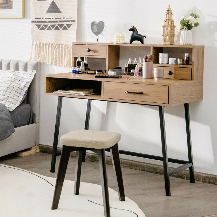 42-Inch Vanity Desk with Tabletop Shelf and 2 Drawers