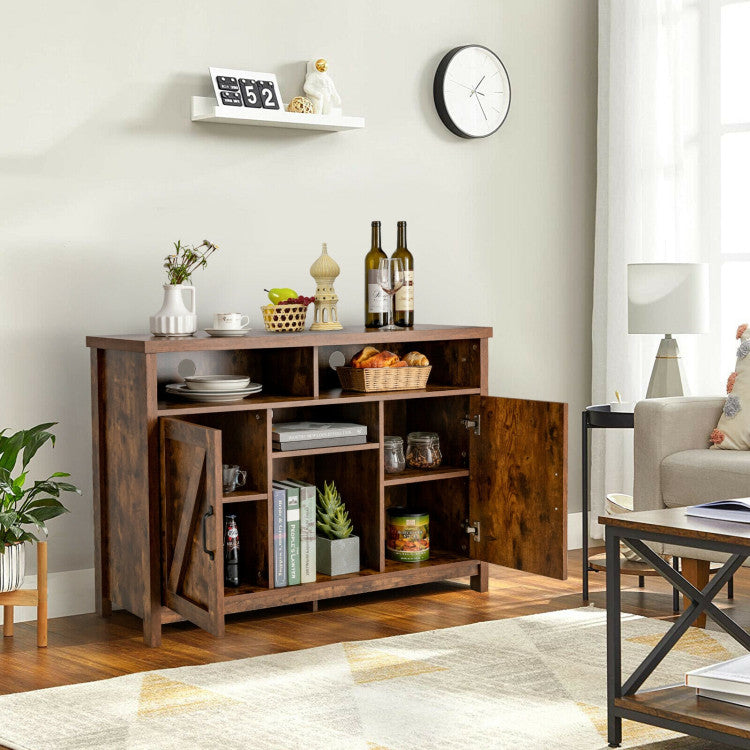 Farmhouse Sideboard with Detachable Wine Rack and Cabinets