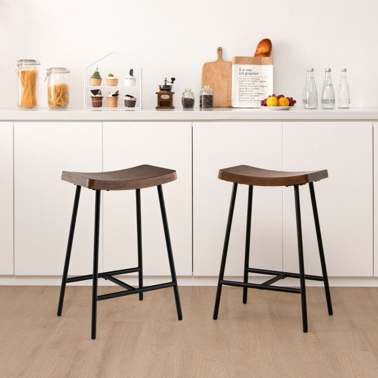 Industrial Saddle Seat Stool with Metal Legs and Adjustable Foot Pads