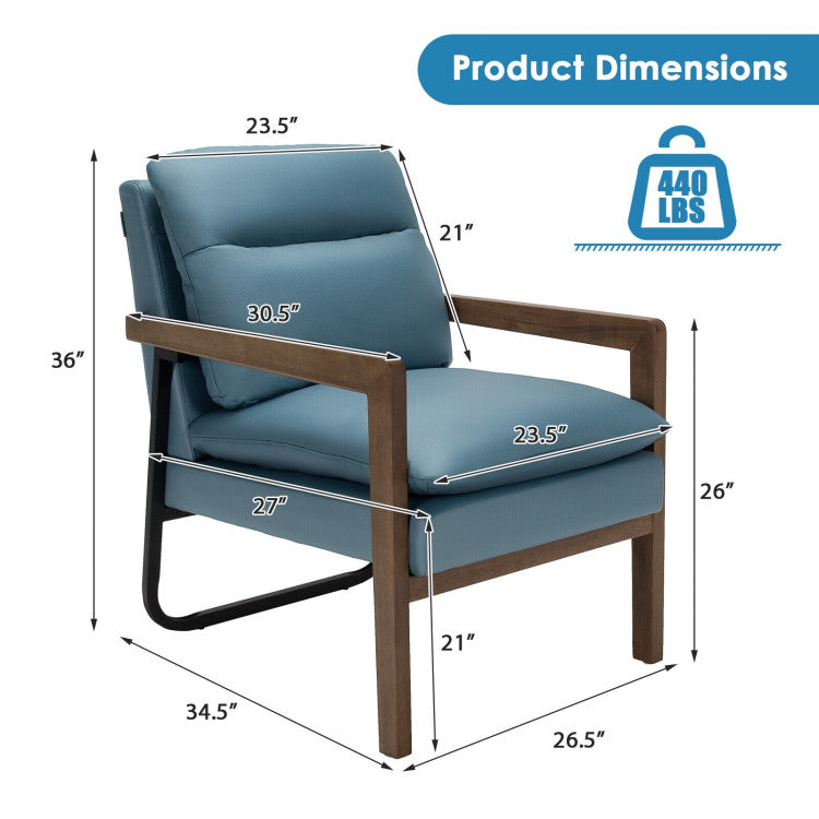 Single Sofa Chair with Extra-Thick Padded Backrest