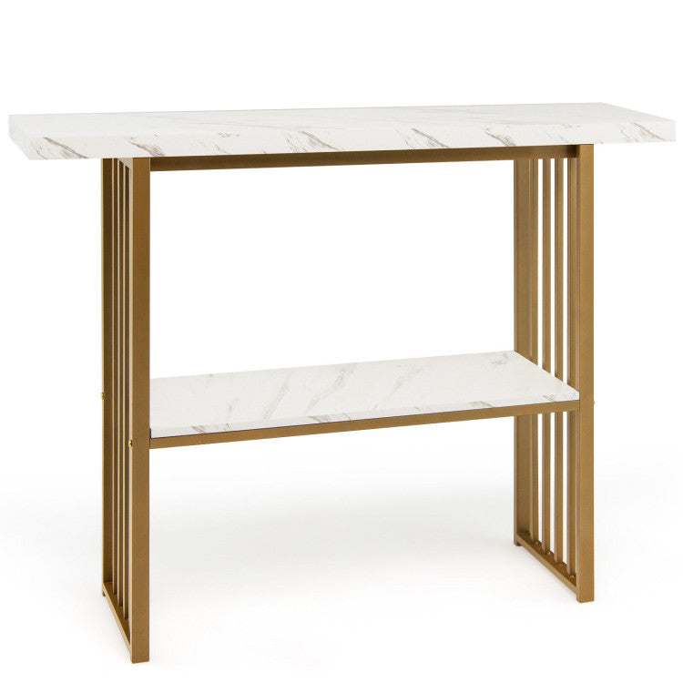 48 Inch 2-Tier Console Table with Gold Finished Frame