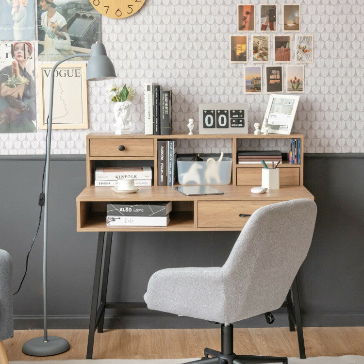 42-Inch Vanity Desk with Tabletop Shelf and 2 Drawers