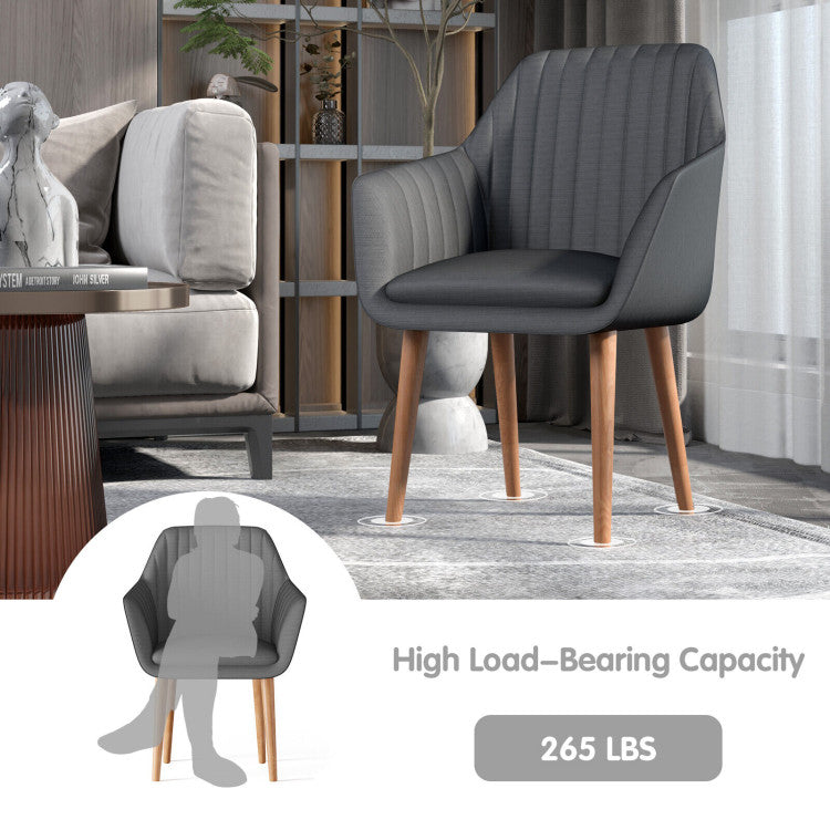 Set of 2 Upholstered Dining Chairs with Soft Padded Cushion