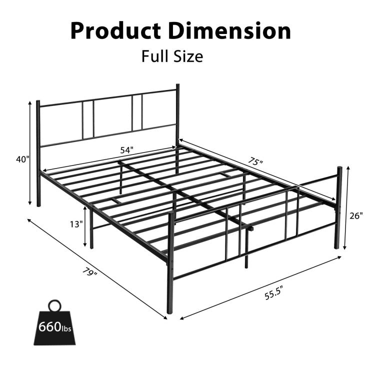 Full/Queen Size Platform Bed Frame with High Headboard