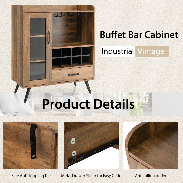 Buffet Sideboard with Removable Wine Rack and Glass Holder