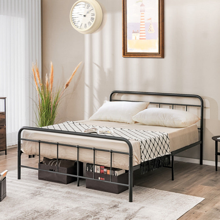 Heavy Duty Metal Platform Bed Frame with Headboard