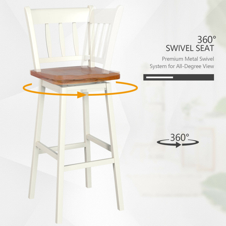 30.5 Inches Set of 2 Swivel Bar Stools with 360° Swiveling